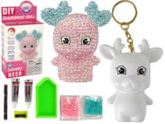 shumee Kreativní DIY sada Diamond Reindeer DIY Crystals Keychain 3D Pink