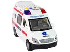 Lean-toys Ambulance Pohotovost Světla Zvuky Frikční Pohon