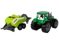 Lean-toys Zelený Zemědělský Traktor Secí Stroj Frikční Pohon