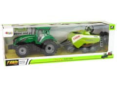 Lean-toys Zelený Zemědělský Traktor Secí Stroj Frikční Pohon