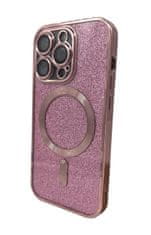 Forever Silikonové TPU pouzdro Mag Glitter Chrome pro iPhone 15 Pro Max růžové (TPUAPIP15UMGCTFOPI)