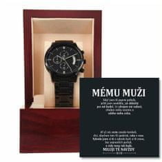 Černé pánské hodinky s chronografem LUCIAN_CHRONOMASTER a gratis DÁRKOVÝ BOX
