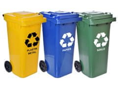 shumee Sada nádob na odpad, popelnice, 120l, zelená, modrá, žlutá