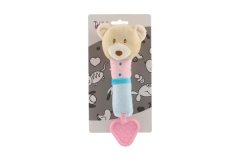 Teddies Pískátko/kousátko medvěd plyš 23cm béžové na kartě v sáčku 0+