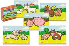 Teddies Puzzle Moje první zvířátka dřevěné 18 dílků pro nejmenší v krabičce 13x11,5x4,5cm 12m+ MPZ