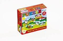 Teddies Puzzle Moje první zvířátka dřevěné 18 dílků pro nejmenší v krabičce 13x11,5x4,5cm 12m+ MPZ