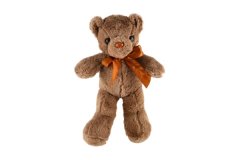 Teddies Medvěd/Medvídek s mašlí plyš 30cm hnědý