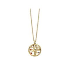 Slušivý pozlacený náhrdelník s krystaly Chakra Tree of life 30093.MLT.G
