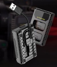 Nitecore USB nabíječka pro 2x Sony NP-FW50 dobíjecí LCD displej Nabíjení 2x Aku za 4h