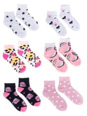 YOCLUB Yoclub Dívčí bavlněné ponožky Vzory Barvy 6-pack SKA-0023G-AA00-002 Vícebarevné 39-41