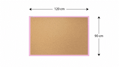 Allboards ,Korková nástěnka v barevném dřevěném rámu 120x90 cm – Růžová,TK129P