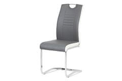 Autronic Moderní jídelní židle Jídelní židle chrom / koženka šedá s bílými boky (DCL-406 GREY)