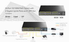 PoE+ SWITCH FS1026PS1 300W 24 +2x Gigabit SFP CCTV