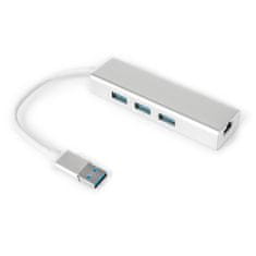 Multiport USB na 3 USB + RJ45 SPU-M06 stříbrná