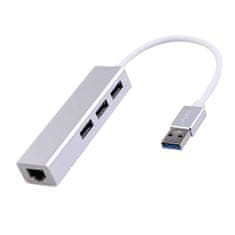 Multiport USB na 3 USB + RJ45 SPU-M06 stříbrná