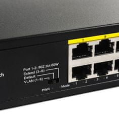 SWITCH PoE+ 8portový GS1008PT 120W 1Gbps VLAN Extend