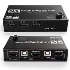 USB + HDMI 2/1 Spacetronik KVM přepínač SPH-KVM22