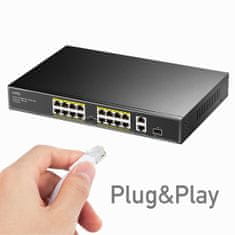 PoE+ SWITCH FS1018PS1 200W 16 +2x Gigabit SFP CCTV