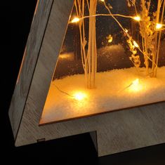 Solight Solight LED dřevěná vánoční dekorace, zasněžené zimní květiny, 37cm, 2x AA 1V267