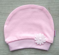 Amalka Růžová bavlněná čepička květinka v.56-80