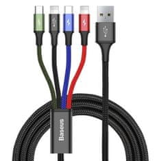 BASEUS  Fast USB kabel 4v1 USB-C 2x Lightning Micro 3,5A 1,2m - černý