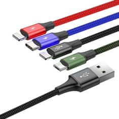 BASEUS  Fast USB kabel 4v1 USB-C 2x Lightning Micro 3,5A 1,2m - černý