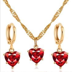 IZMAEL Set Zircon Love-Zlatá/Červená KP28405