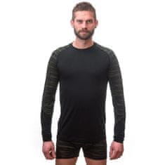 Sensor Triko Merino Impress - pánské, dlouhý, černá, vzor batika - Velikost XL