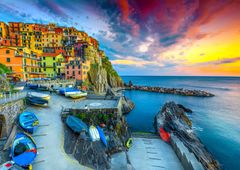 ENJOY Puzzle Přístav Manarola při západu slunce, Cinque Terre, Itálie 1000 dílků