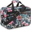 ZAGATTO Dámská cestovní taška s květinovým vzorem, příruční taška do letadla 40x20x25, objem 20 litrů, nepromokavý materiál, dvě kapsy na zip, možnost nasazení na rukojeť cestovního kufru / ZG827