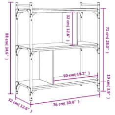 Vidaxl Knihovna se 3 policemi černá 76 x 32 x 88 cm kompozitní dřevo