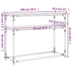 Greatstore Konzolový stolek černý 100 x 35,5 x 75 cm kompozitní dřevo