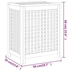 Vidaxl Koš na prádlo 50 x 35 x 60 cm masivní teakové dřevo