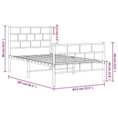 Vidaxl Kovový rám postele s hlavovým a nožním čelem bílý 80 x 200 cm