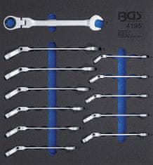 BGS technic Očkoploché klíče ráčnové s kloubem, 8-19 mm, 12 dílů v modulu - BGS 4195