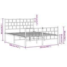 Vidaxl Kovový rám postele s hlavovým a nožním čelem bílý 120 x 190 cm