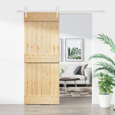 Greatstore Posuvné dveře s kováním 80 x 210 cm masivní borové dřevo