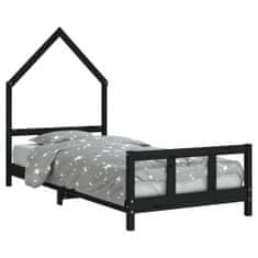 Greatstore Dětská postel černá 90 x 190 cm masivní borové dřevo