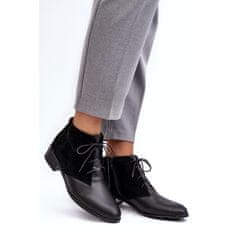 Módní dámské šněrovací boty Black velikost 42