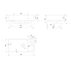 SAPHO NUALI keramické umývátko 50x25cm, baterie vpravo, bílá TU0122 - Sapho