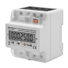 Qoltec Třífázový elektronický elektroměr | Měřič spotřeby energie na lištu DIN | 400V | LCD | 4P