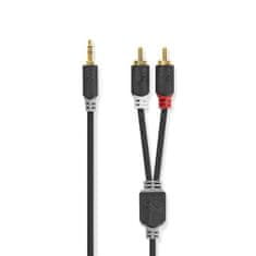 Nedis  Stereo audio kabel, 3,5mm konektor - 2x RCA konektor, pozlacené, 3m