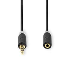 Nedis  Stereo audio kabel, 3,5mm konektor - 3,5mm zásuvka, pozlacené, 3m