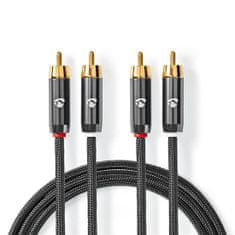 Nedis  Stereo audio kabel, 2x RCA konektor - 2x RCA konektor, pozlacené, 2m