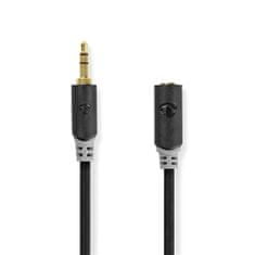 Nedis  Stereo audio kabel, 3,5mm konektor - 3,5mm zásuvka, pozlacené, 3m