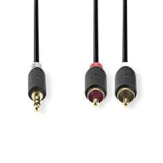 Nedis  Stereo audio kabel, 3,5mm konektor - 2x RCA konektor, pozlacené, 3m