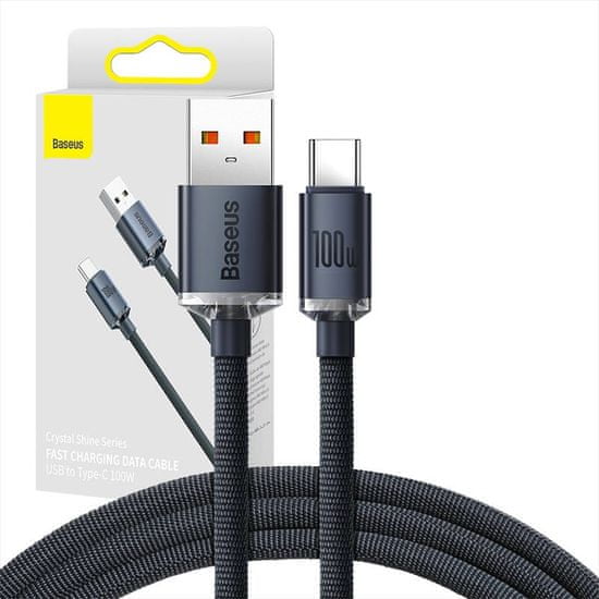 BASEUS  Crystal Shine USB kabel pro USB-C, 100 W, 1,2 m černý