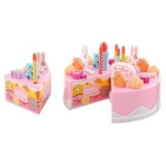 Kruzzel 22382 Dětský plastový narozeninový dort růžový 75 dílů