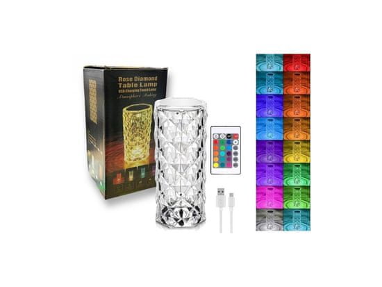 Leventi Dotyková lampa ROSE DIAMOND s dálkovým ovládáním - 15,5 cm