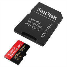 SanDisk Extreme PRO microSDXC 256GB + SD Adapter 200MB/s and 140MB/s A2 C10 V30 UHS-I U3